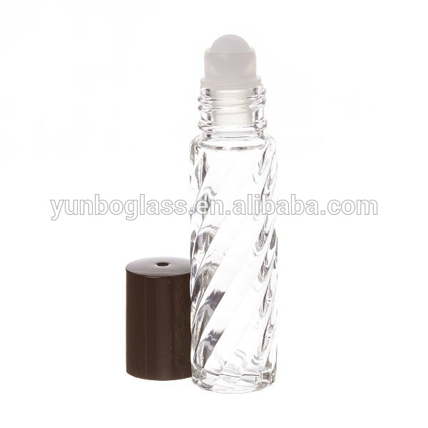 10ml Swirl Clear Glass Roll-On Vials with Rollers and Black Caps Wholesale for Essential Oil,Aromatherapy,Perfumes