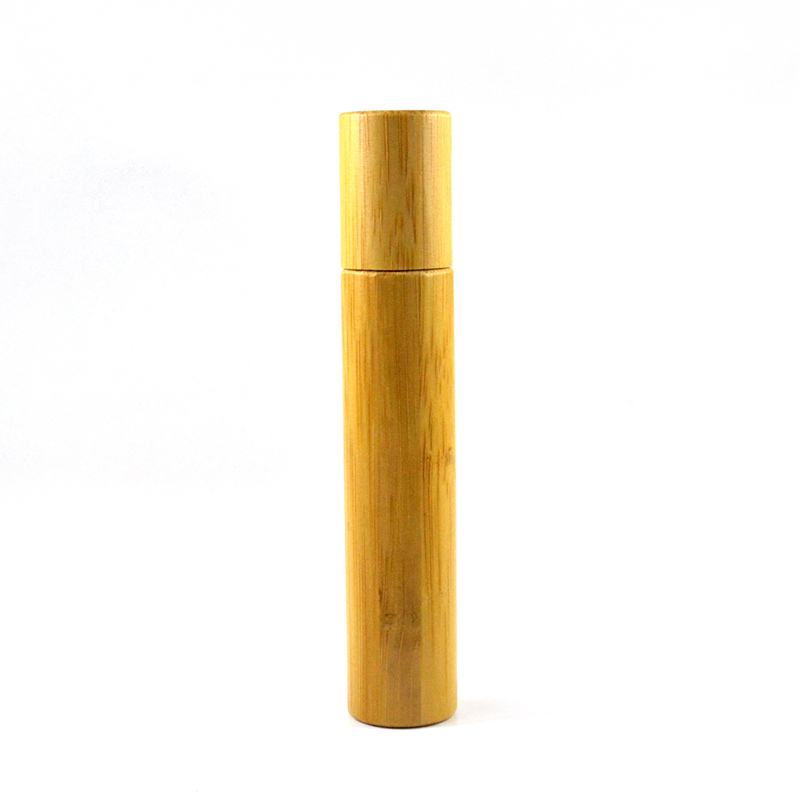 10ml Transparent Refillable Glass Essential Oil Roll on Bottle with Steel Roller Ball and Bamboo Lid