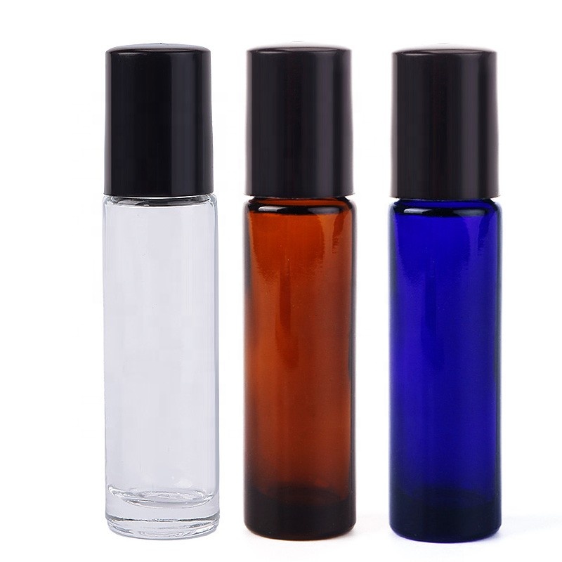 10ml Wholesale Amber Blue Clear Glass Perfume Essential Oil Roller Bottles