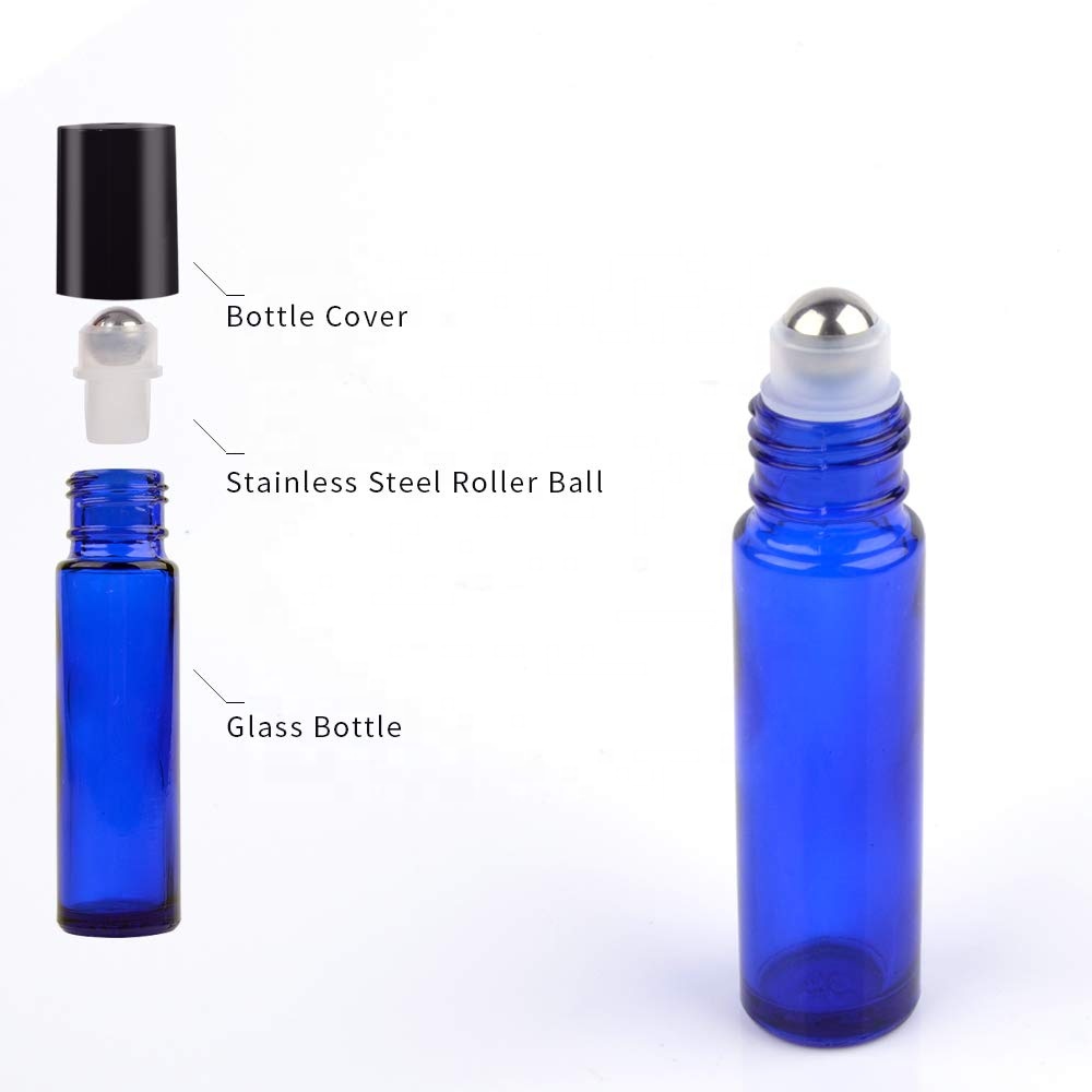 10ml Wholesale Amber Blue Clear Glass Perfume Essential Oil Roller Bottles