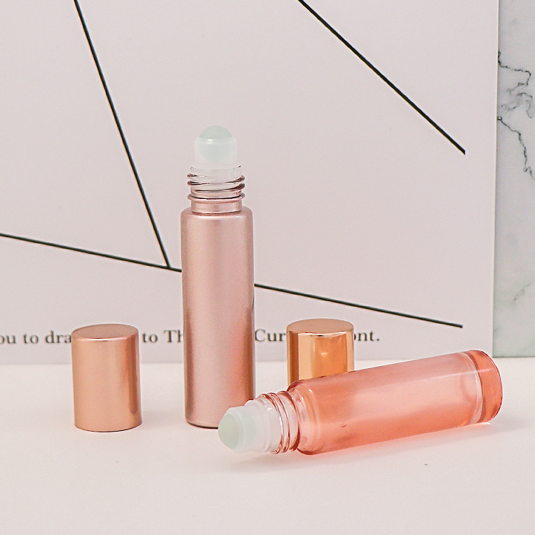 10ml Wholesale pearl pink rose gold roll on glass bottle for essential oil
