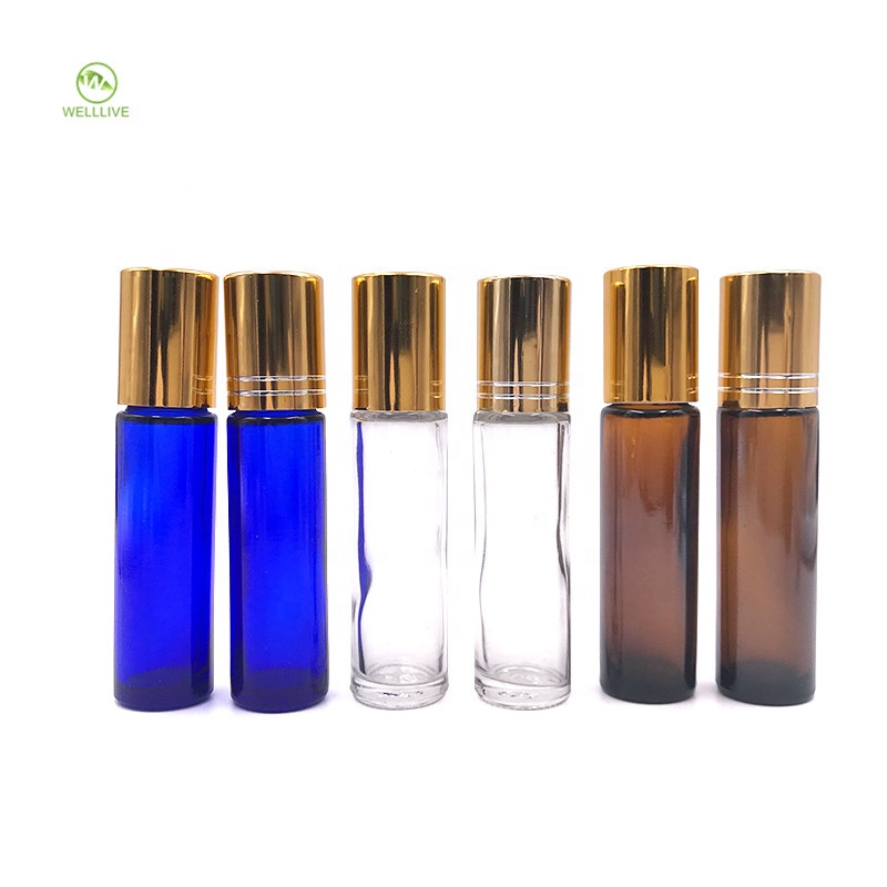 10ml amber blue clean frost glass roll on bottle essential oil bottle with stainless steel roller ball popular roller bottles
