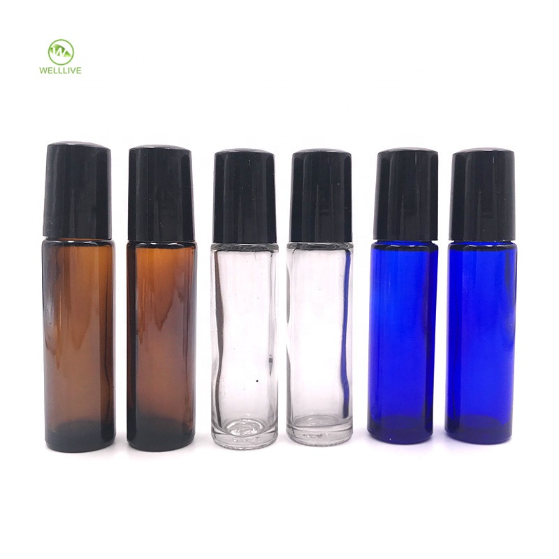 10ml amber blue clean frost glass roll on bottle essential oil bottle with stainless steel roller ball popular roller bottles