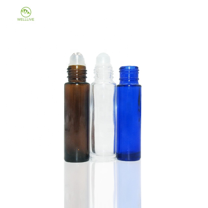 10ml amber blue clean frost glass roll on bottle essential oil bottle with stainless steel roller ball popular roller bottles