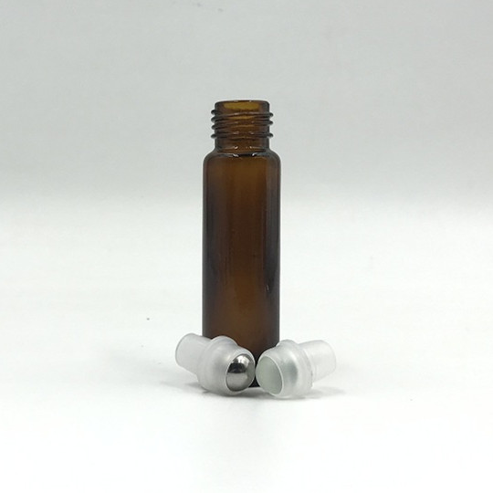 10ml amber/brown glass roll on bottle glass with cap