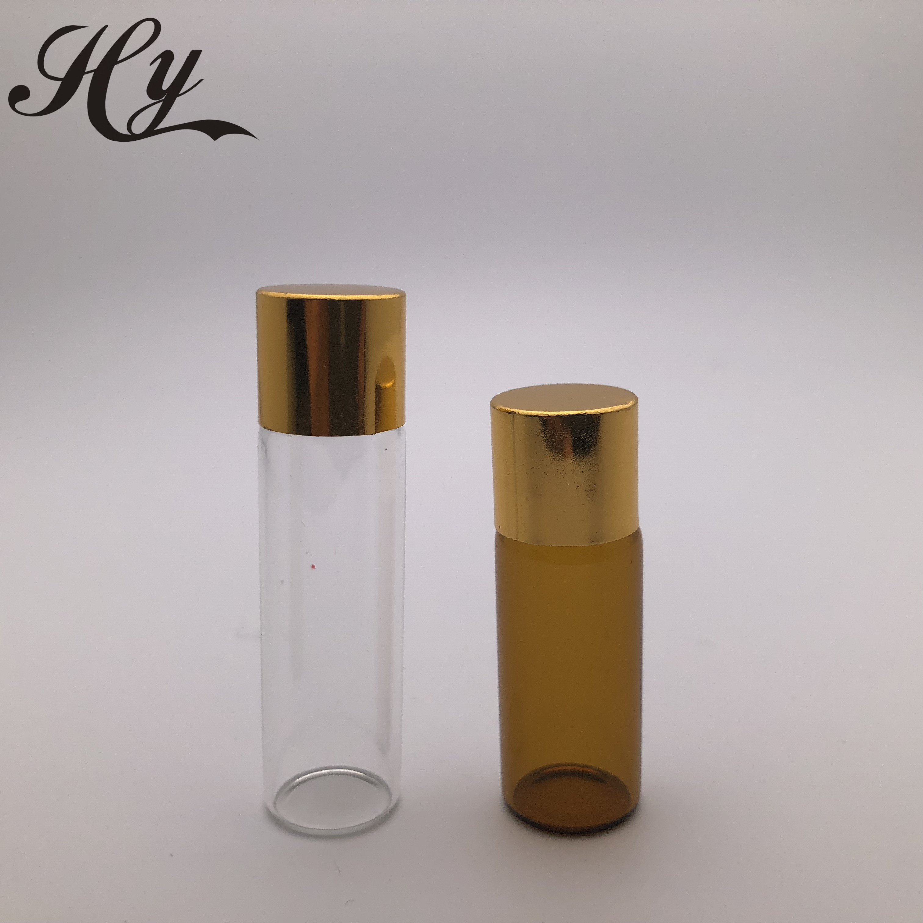 10ml amber /clear tube roll on glass bottle glass vial with glass / stainless steel roller plastic cap