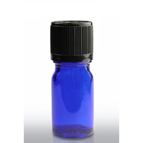 10ml amber essential oil bottle with black temper evident and child resistant dropper cap