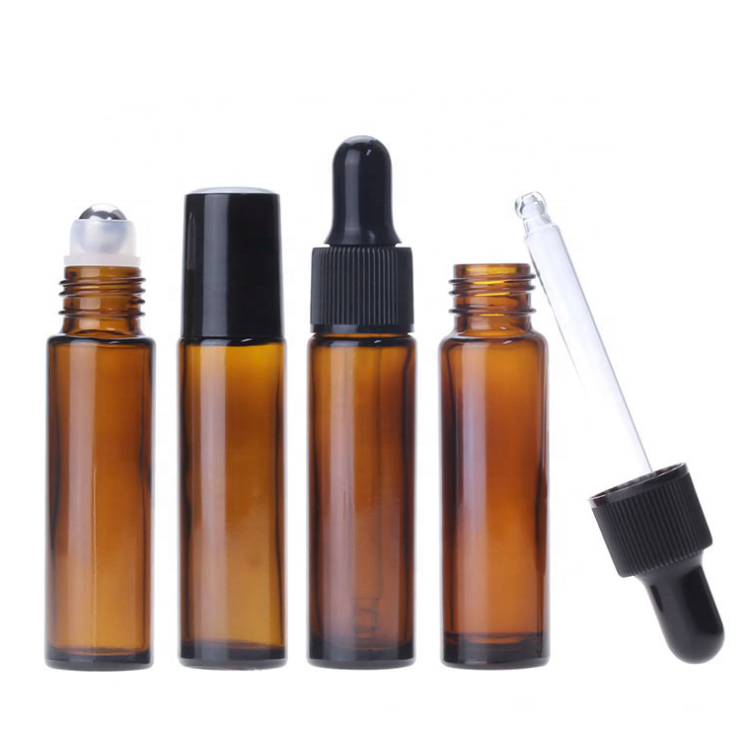 10ml amber glass bottle dropper bottle 10ml amber roll on perfume spray bottle with steel roller ball