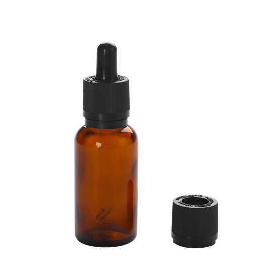 10ml amber glass bottle with euro dropper and childproof cap