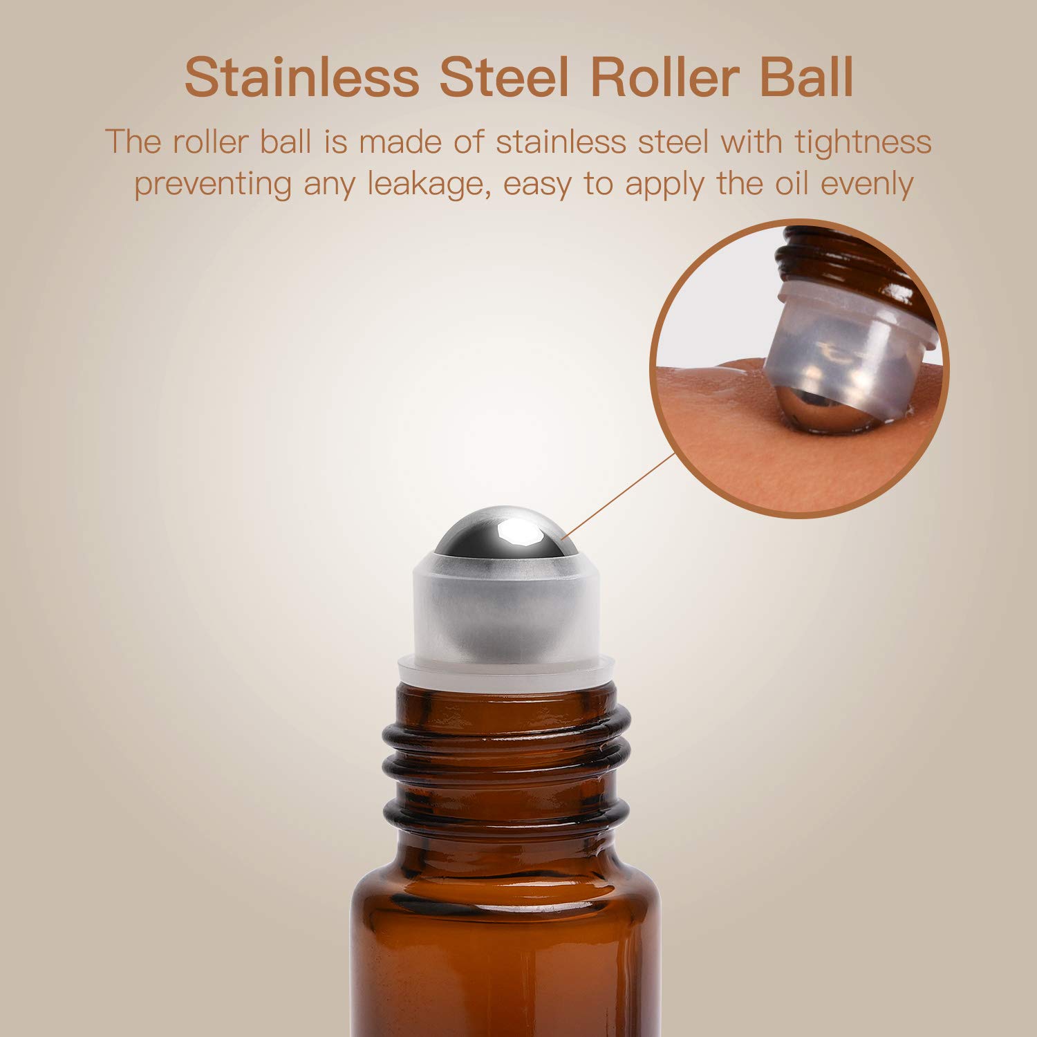 10ml amber glass perfume bottle with roller ball
