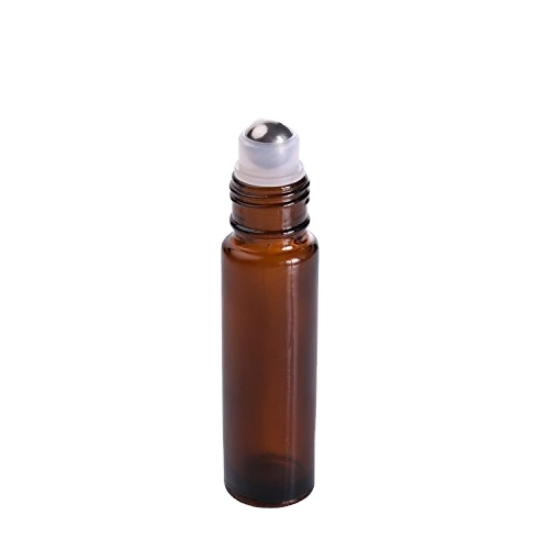 10ml amber glass roll on bottle with stainless steel roller