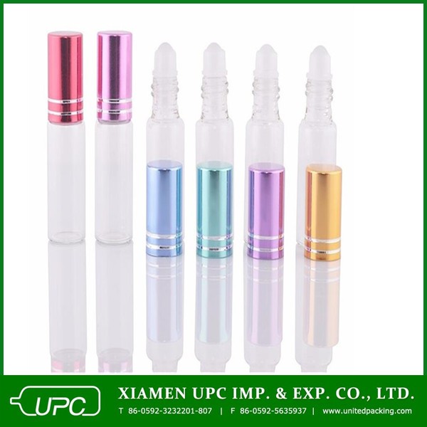 10ml amber glass roll on bottle with stainless steel roller