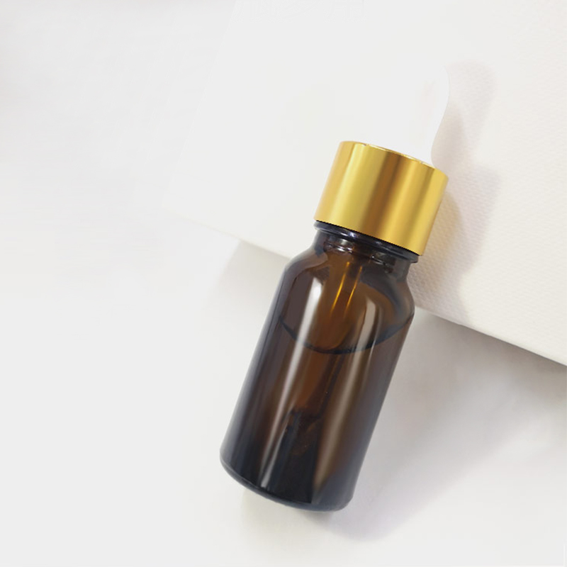 10ml amber leakproof glass dropper bottle for serum tinctures essential oil testing vial with child proof golden aluminum lid