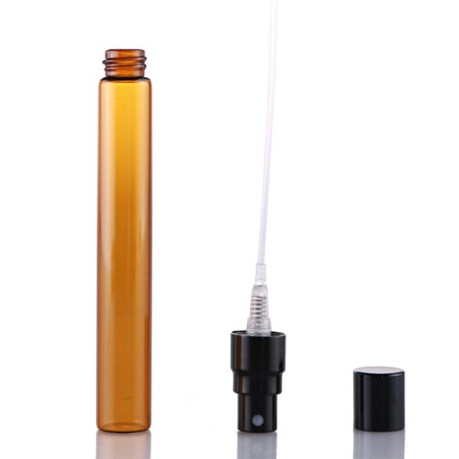 10ml amber perfume spray glass bottle with silver/glod/black lid