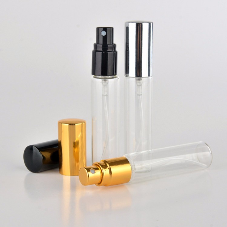 10ml amber perfume spray glass bottle with silver/glod/black lid