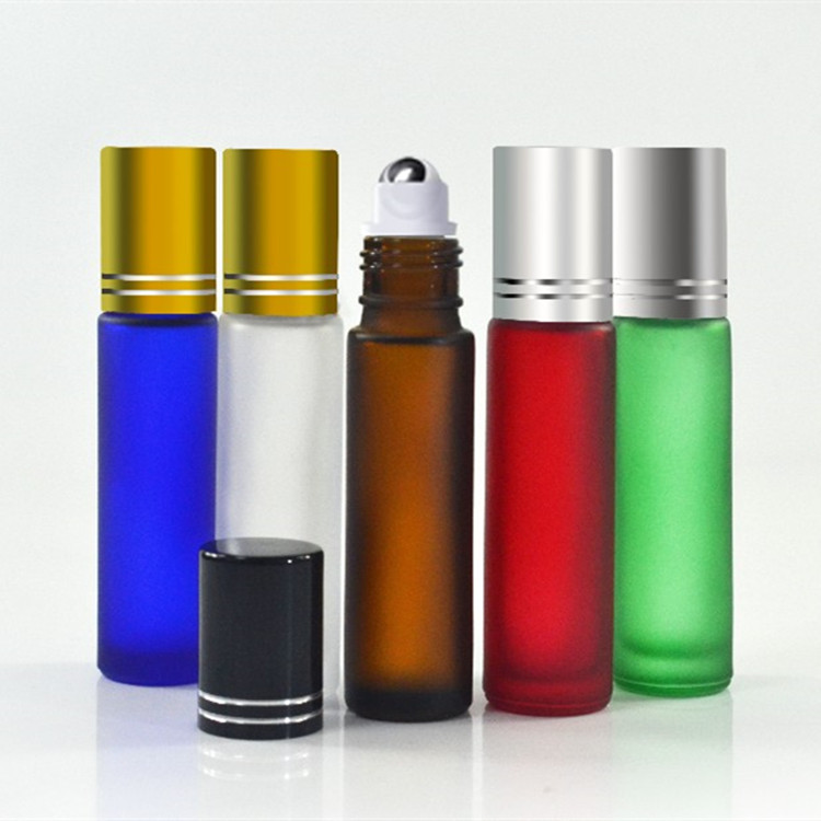 10ml amber roll on essential oil perfume glass bottle aluminum lid in stock