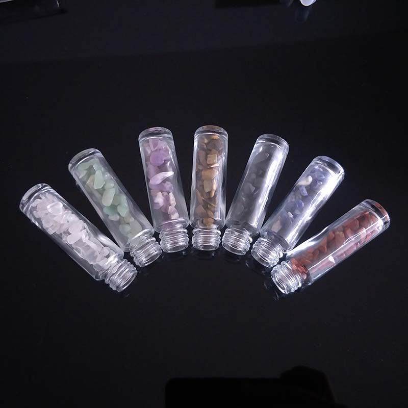 10ml ball gemstone roller essential oil glass bottle with gemstone chips inside