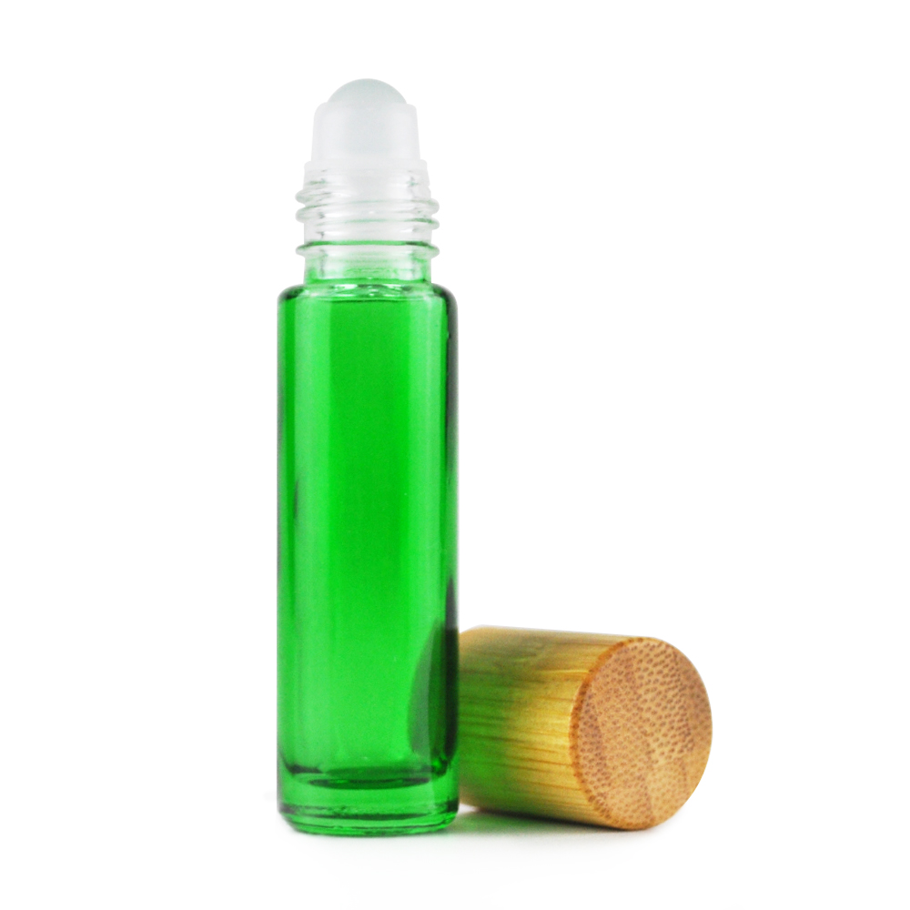 10ml bamboo lid roller bottle essential oil biodegradable bamboo roll ons amber glass bottle