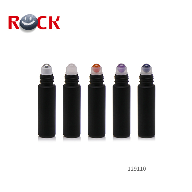 10ml black essential oil glass bottle roll on bottle with gemstone roller