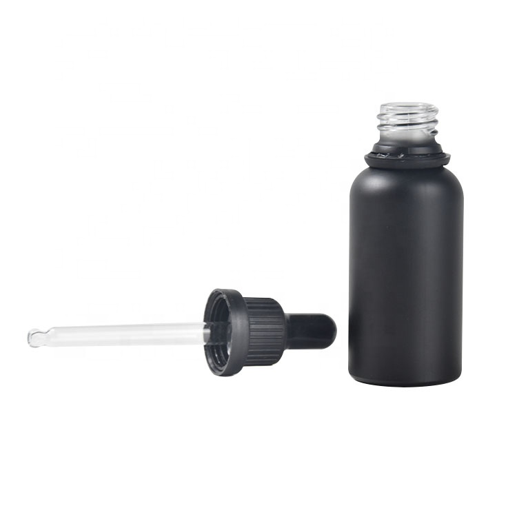 10ml black frosted black glass dropper bottle 30ml matte