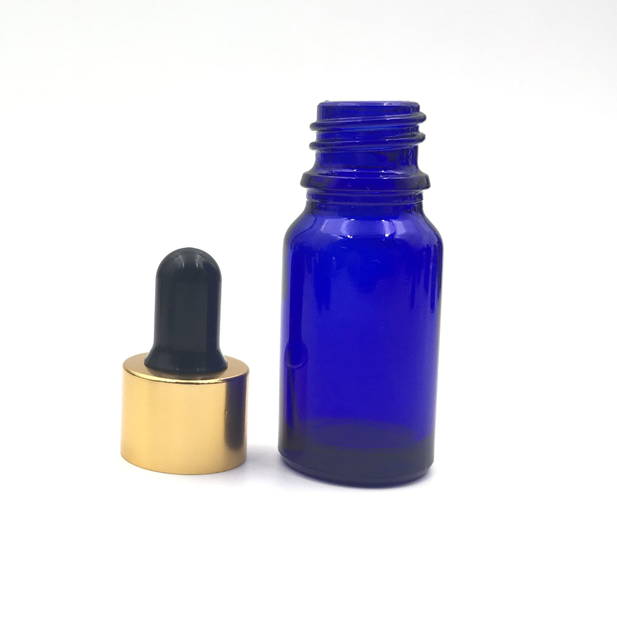 10ml blue round shape glass essential oil dropper cosmetic bottle