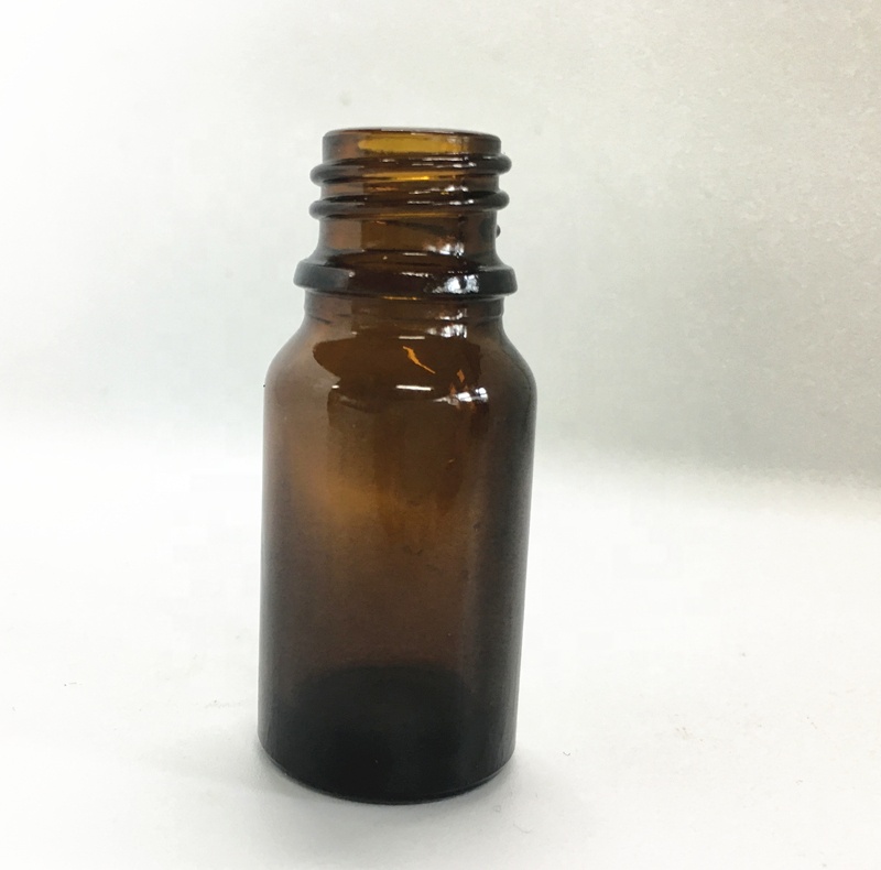 10ml brown euro glass bottle with children resistant cap with reducer for oil cosmetic packaging