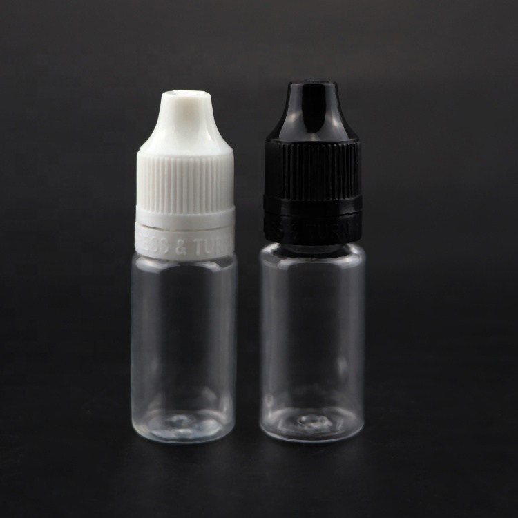 10ml clear e liquid flacon bottles pet plastic dropper bottles with child proof and tamper evident cap