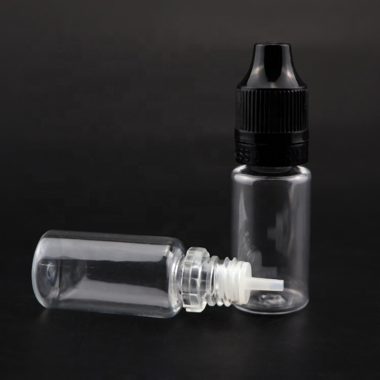 10ml clear e liquid flacon bottles pet plastic dropper bottles with child proof and tamper evident cap