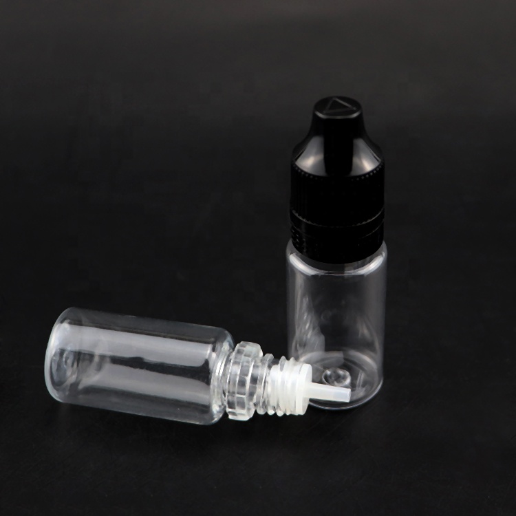 10ml clear e liquid flacon bottles pet plastic dropper bottles with child proof and tamper evident cap