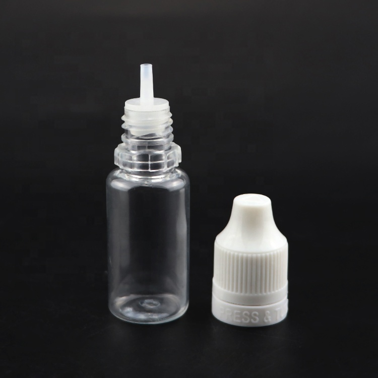 10ml clear e liquid flacon bottles pet plastic dropper bottles with child proof and tamper evident cap