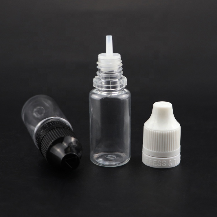 10ml clear e liquid flacon bottles pet plastic dropper bottles with child proof and tamper evident cap