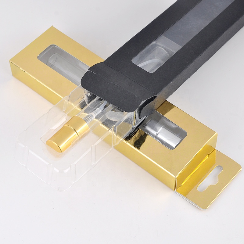 10ml clear empty mini sample perfume tube glass cosmetic spray bottle with paper box package