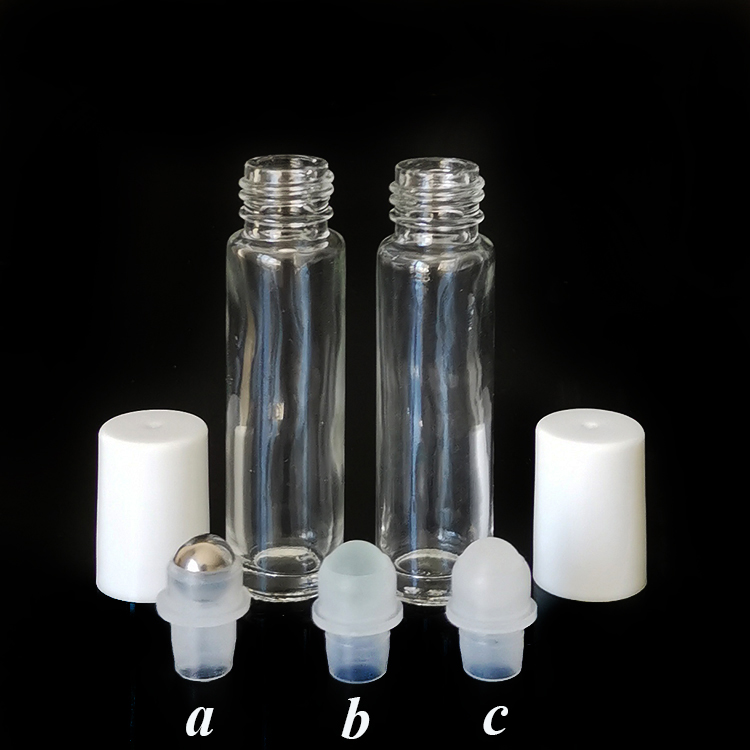 10ml clear essential oil glass roll on bottle with glass roller ball