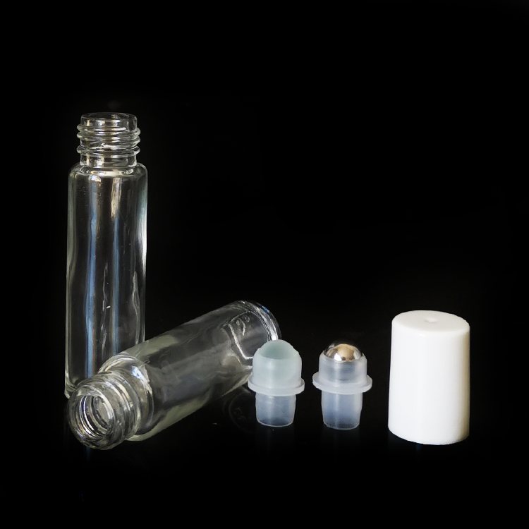 10ml clear essential oil glass roll on bottle with glass roller ball