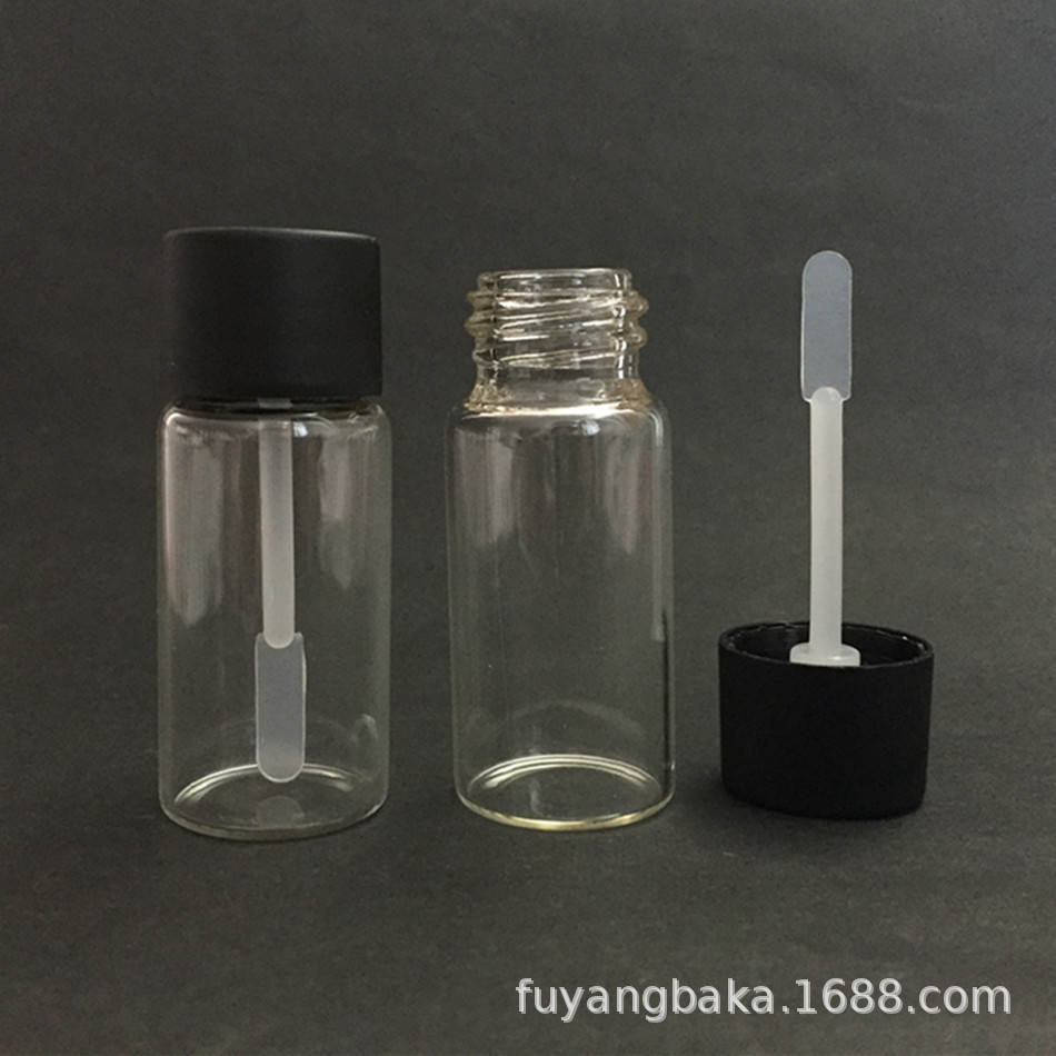10ml clear essential oil tube glass bottle with spatula cap, 10ml glue vial with flat bar lid