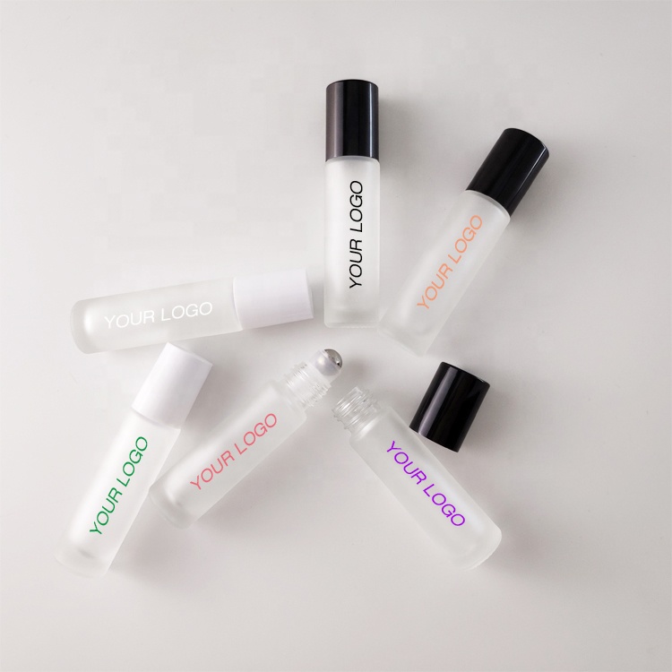 10ml clear frosted glass roll on bottle with metal roller ball roll on perfume bottle