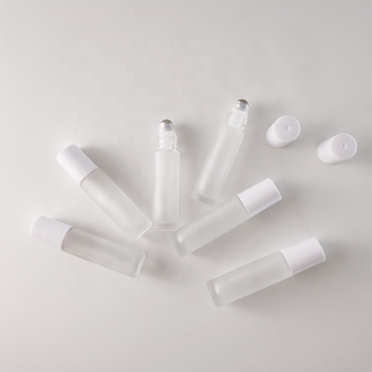 10ml clear frosted glass roll on bottle with metal roller ball roll on perfume bottle