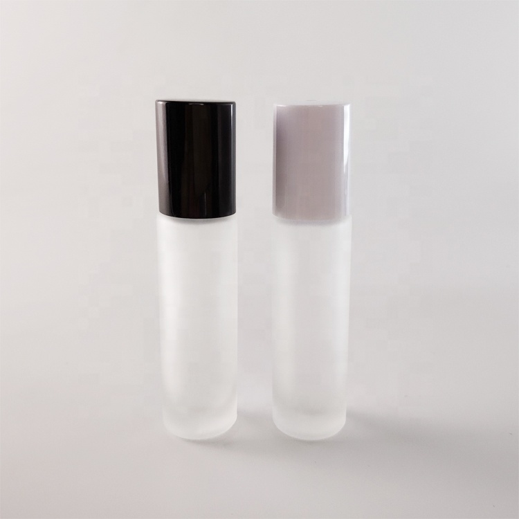 10ml clear frosted glass roll on bottle with metal roller ball roll on perfume bottle