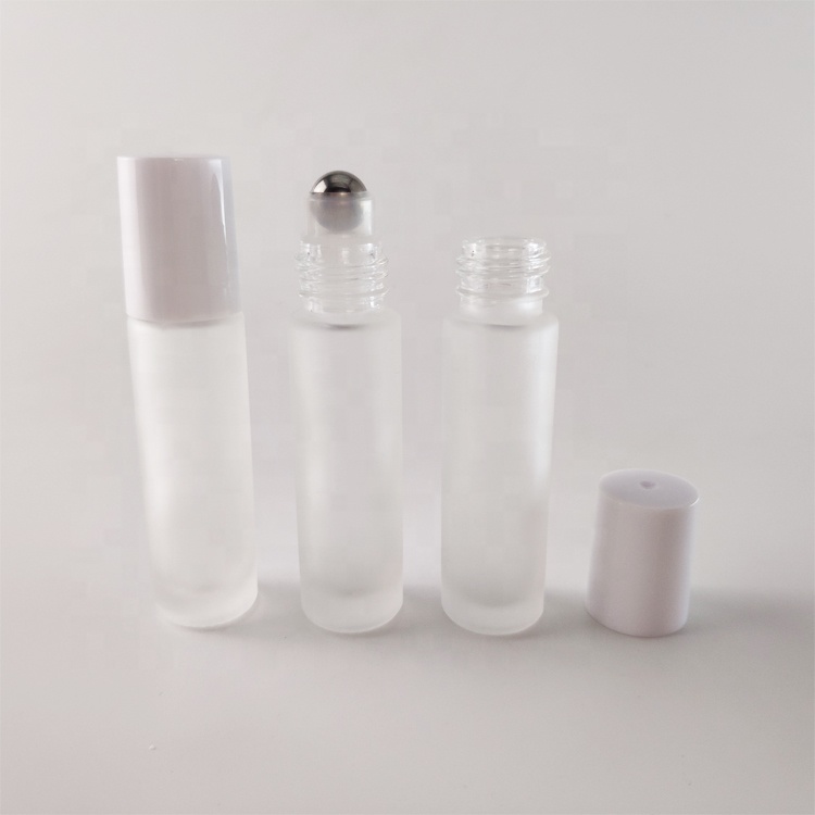 10ml clear frosted glass roll on bottle with metal roller ball roll on perfume bottle