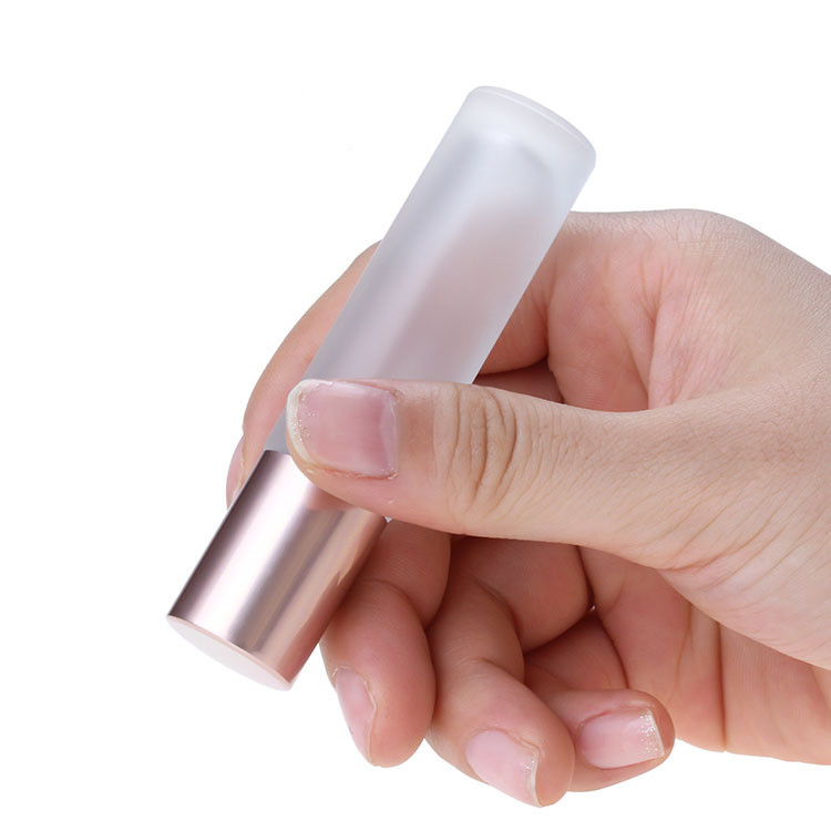10ml clear/frosted glass roll on roller ball bottle with rose Gold cap for perfume/essential oil