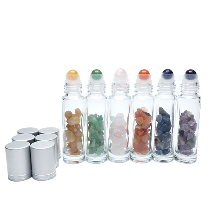 10ml clear gemstone crystal roller bottles