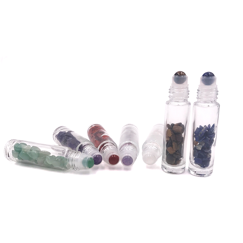 10ml clear glass cosmetic container essential oil perfume 10ml roller bottle wholesale with jade