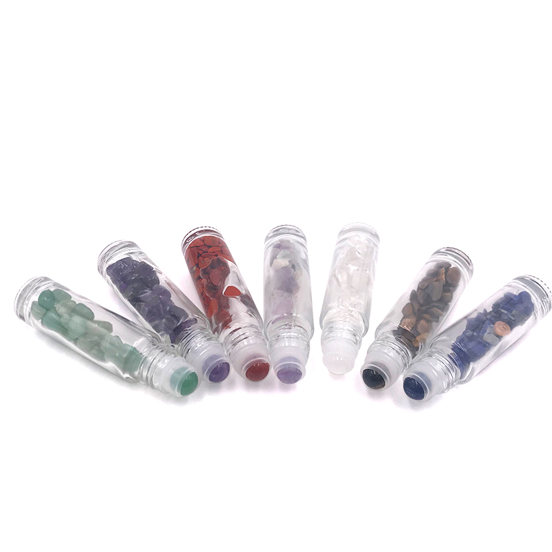 10ml clear glass cosmetic container essential oil perfume 10ml roller bottle wholesale with jade