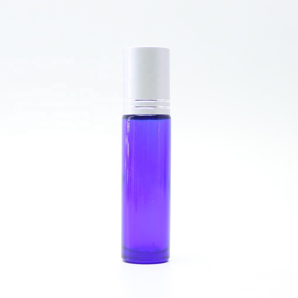 10ml clear glass deodorant roller bottle with stain steel roller ball black lid