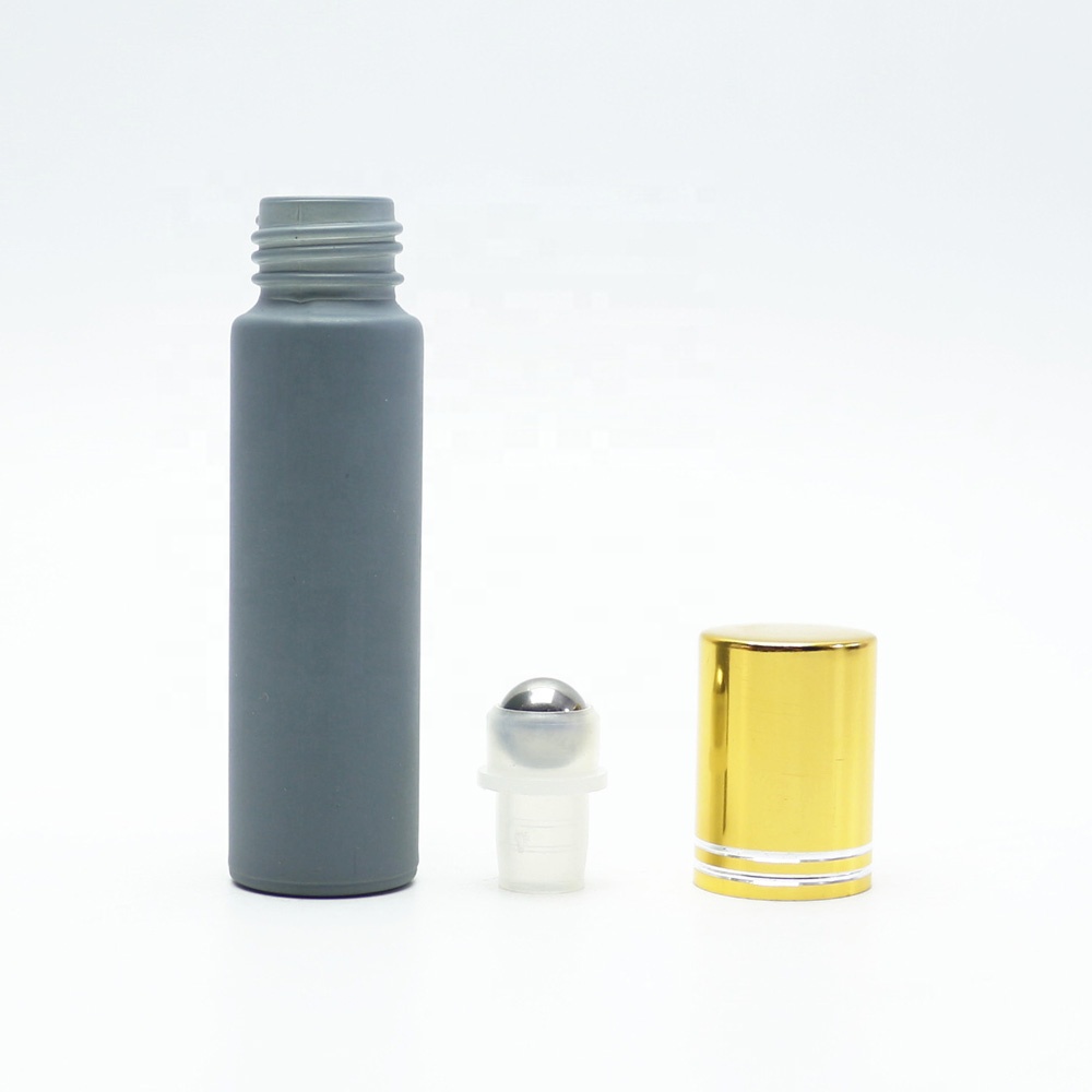 10ml clear glass deodorant roller bottle with stain steel roller ball black lid