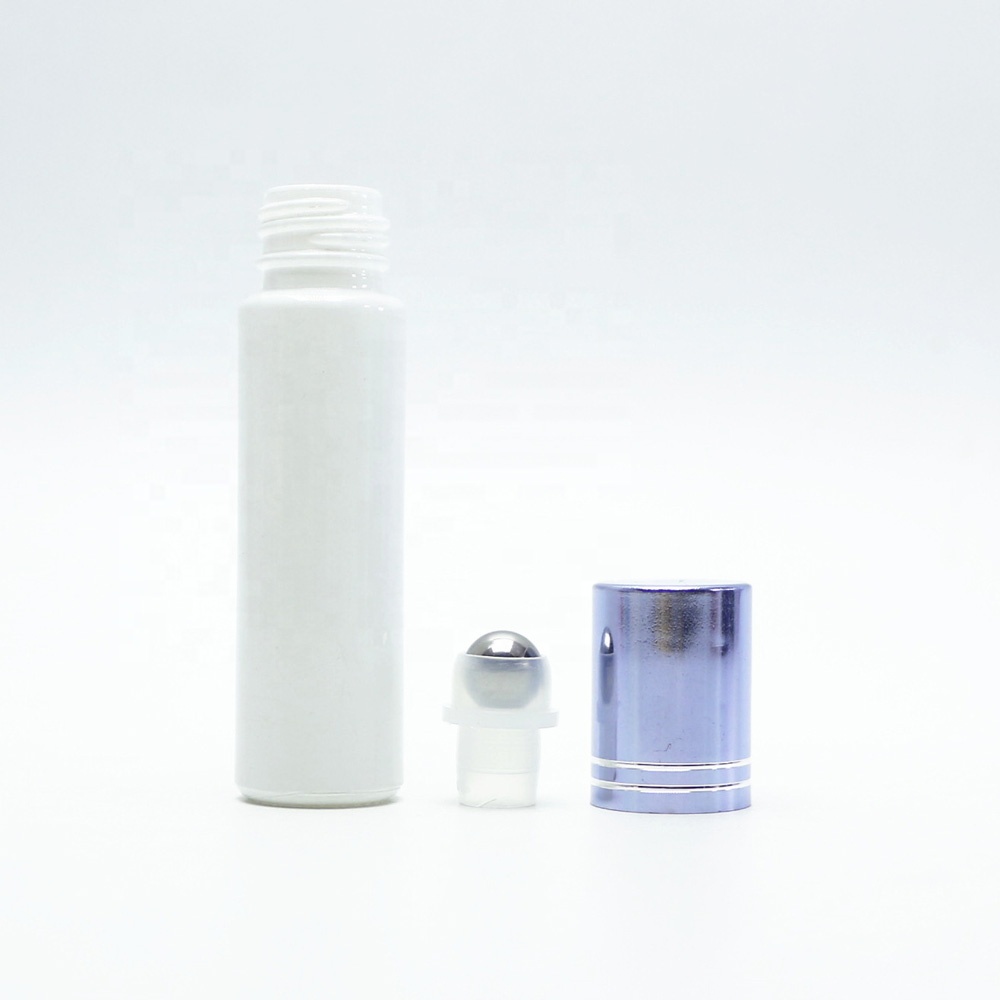 10ml clear glass deodorant roller bottle with stain steel roller ball black lid