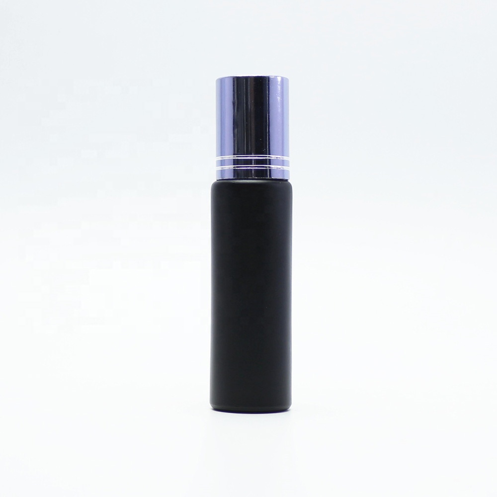 10ml clear glass deodorant roller bottle with stain steel roller ball black lid