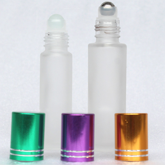 10ml clear glass frosted ball bottle stainless steel ball oil perfume lip gloss lipstick ball bottle vial container