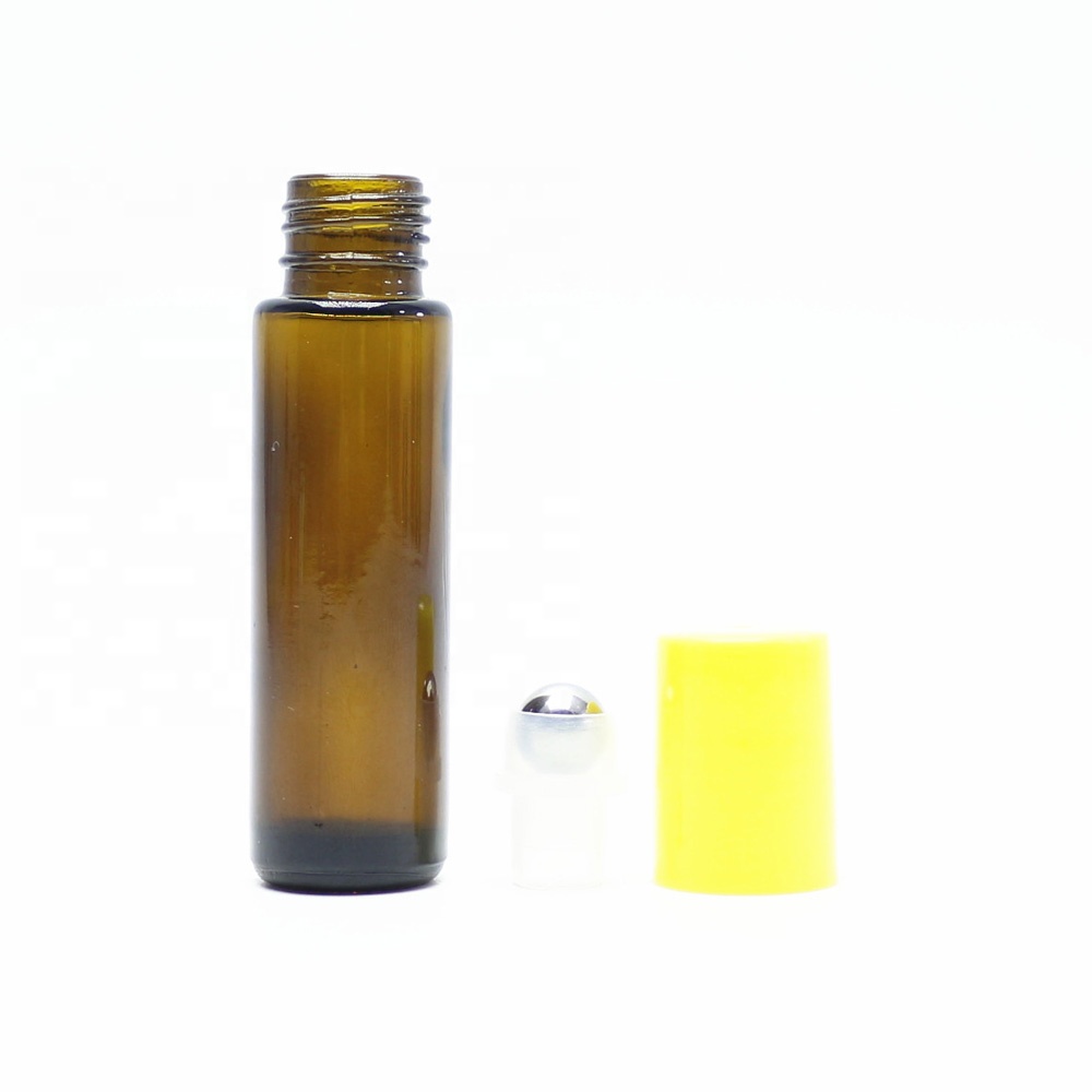 10ml clear glass roll on bottle for perfume with plastic lid stain steel roller