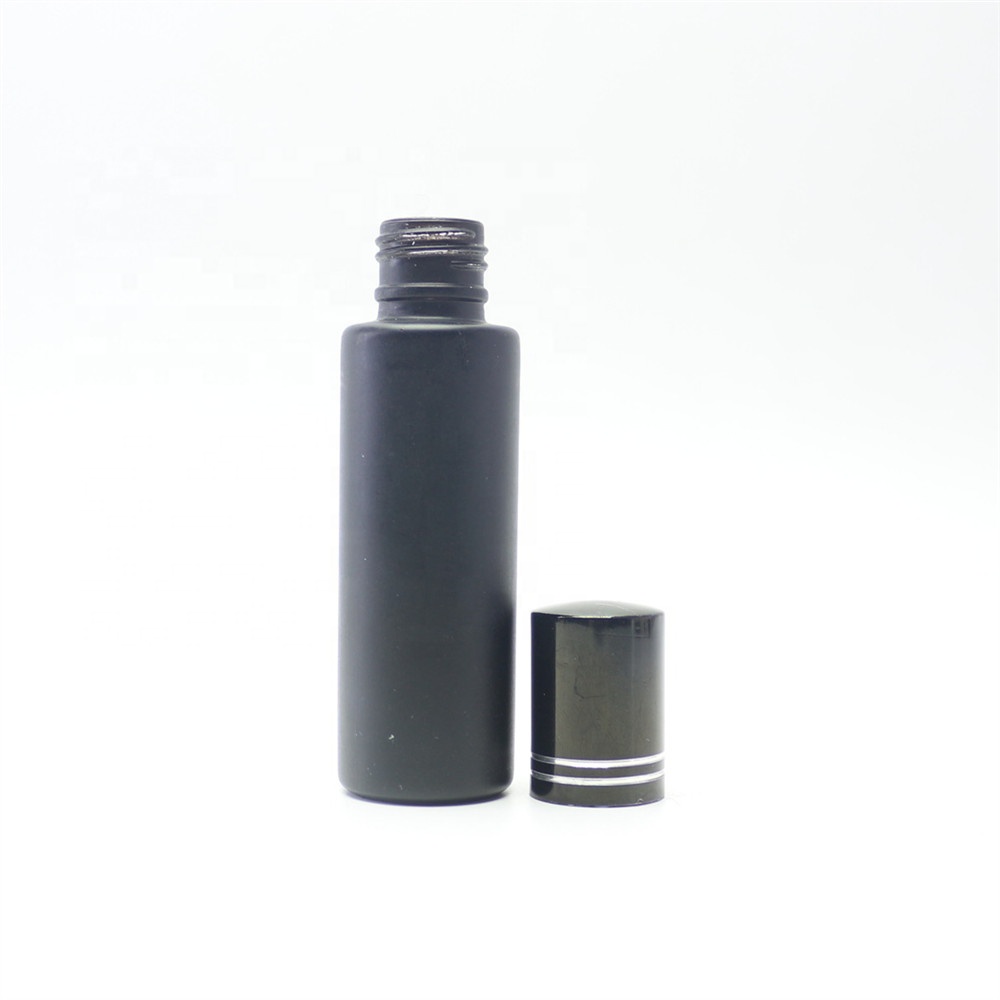 10ml clear glass roll on bottle with black plastic lid withglass roller ball for perfume